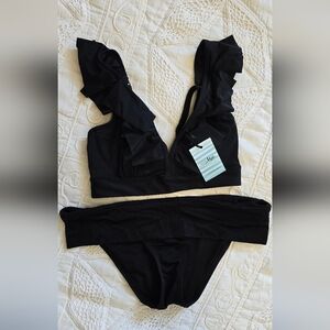 Elegant Black Ruffle Bikini Set